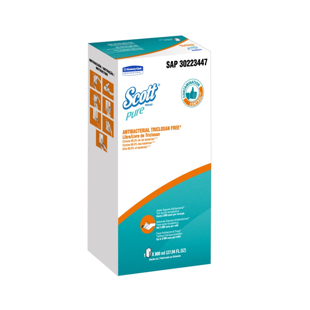 Jabon Espuma Antibacterial Scott Pure pouch 800cc (30223447)
